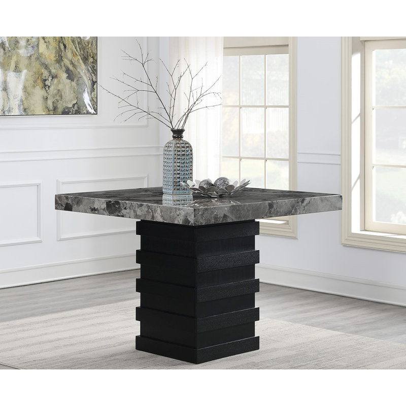 Daleila Solid Wood Base Dining Table, Gray