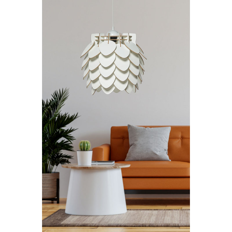 Luminaire suspendu géométrique 1 lumière, H 27,6 po x l 12,6 po x P 12,6 po, Blanc