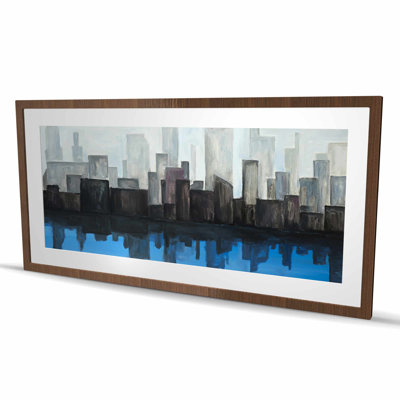 «View of a Blue City», impression contemporaine encadrée avec passe-partout