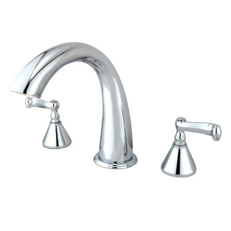 Double Handle Deck Mounted Roman Tub Faucet, Polished Chrome
