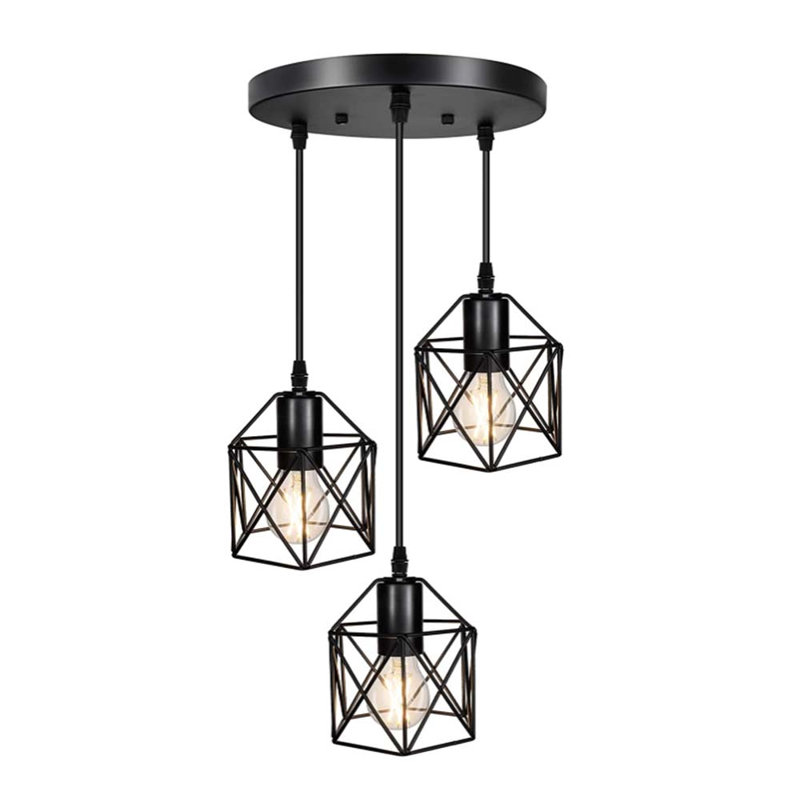 Luminaire suspendu grappe noir 3 lumières Aaiyana