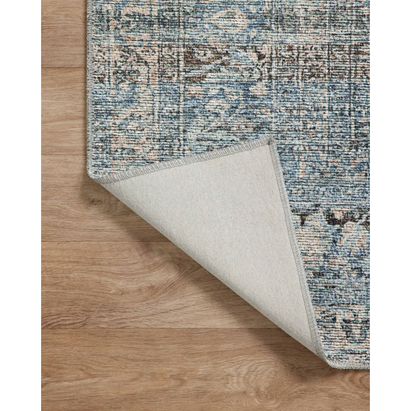 Denim and Blush Rectangular Synthetic Area Rug 42" x 66"