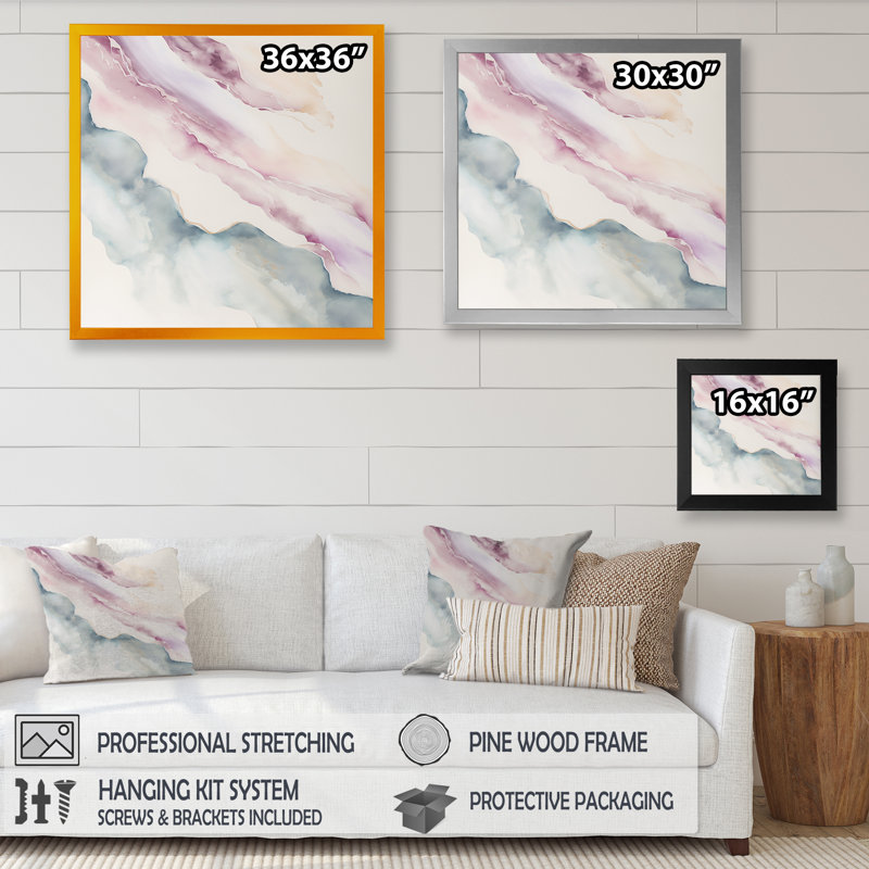 «Mystery Of The Waves In Elevated Blush IV», reproduction sur toile, Impression noire sur toile encadrée