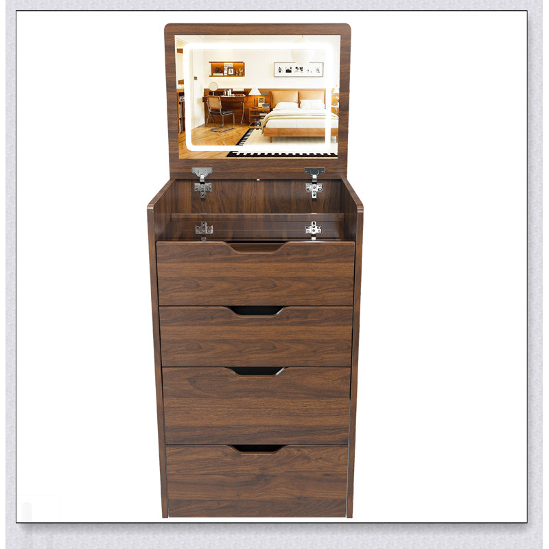 Bureau de coiffeuse 3 en 1 avec miroir éclairé et tabouret, table de maquillage à plateau rabattable, rangement compact pour les petits espaces