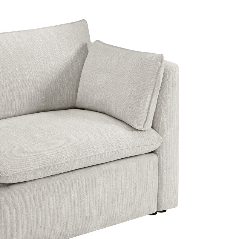 Modular Power Sectional, Light Gray Polyester