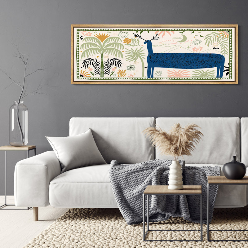 «Tropical Palm Sarafi Animal», impression sur toile encadrée surdimensionnée, H 20 po x l 60 po, Naturel