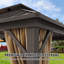 Pavillon de jardin en aluminium 14 po x 22 pi avec toit en acier galvanisé à double aération, moustiquaire et rideaux d'intimité pour la terrasse, la cour et le jardin