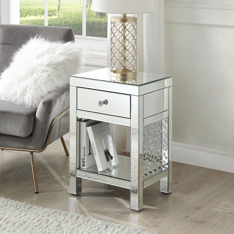 Table de chevet 1 tiroir en argent