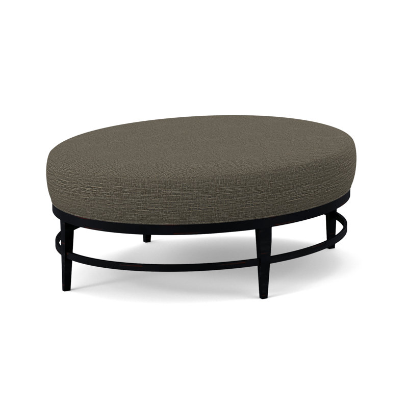 Elliptic Oval Ottoman, White Caps Fog Viscose, Vintage Ebony