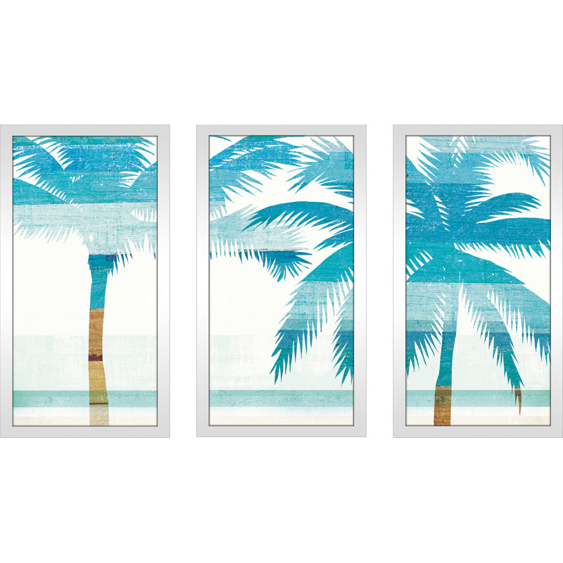 Impression de peinture à l’acrylique à multiples images sur l’acrylique beachscape Palms III, H 33,5 po x l 52,5 po x P 1 po