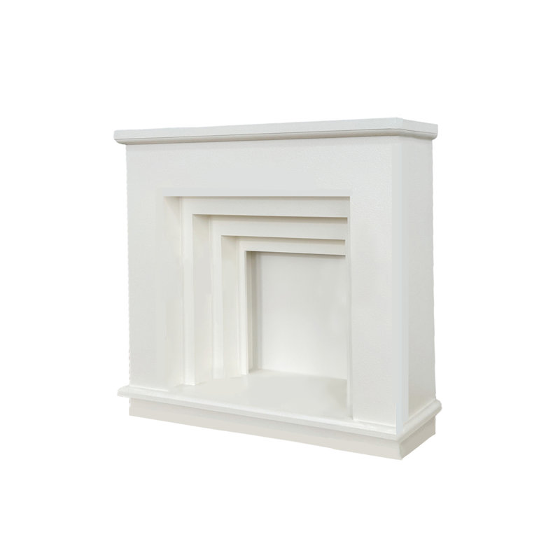 Simple French-style wall-mounted decorative fireplace cabinet, White, 39.37" H x 43.31" W x 9.45" D