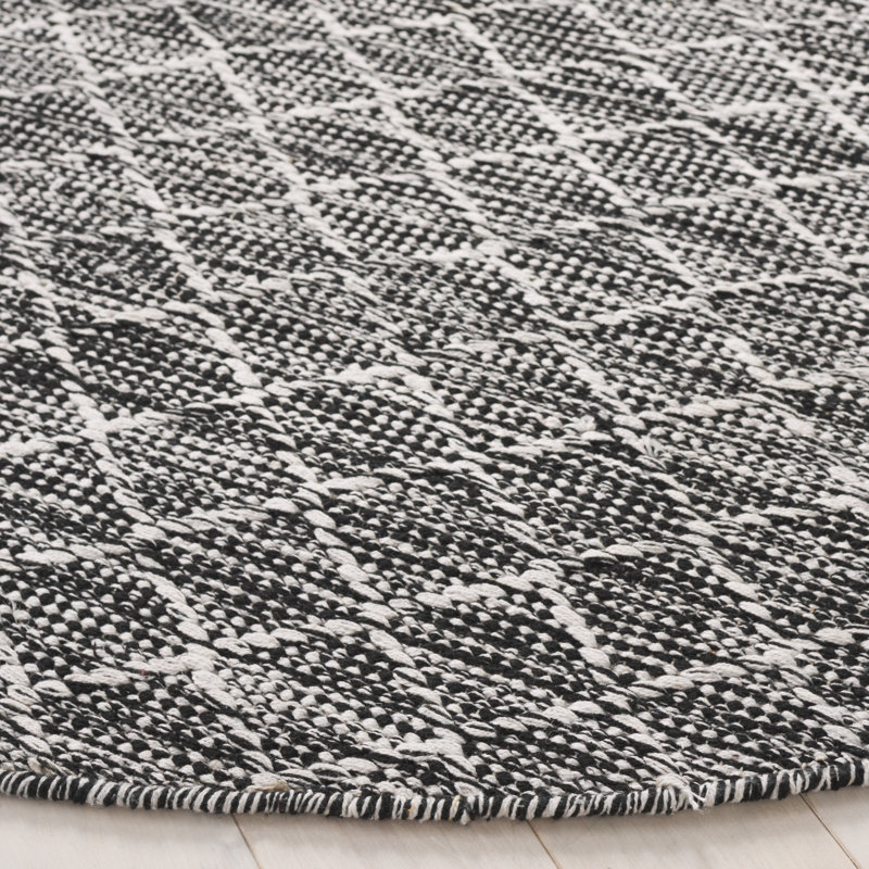 Plarent Flatweave Cotton Geometric Rug, Round 6'