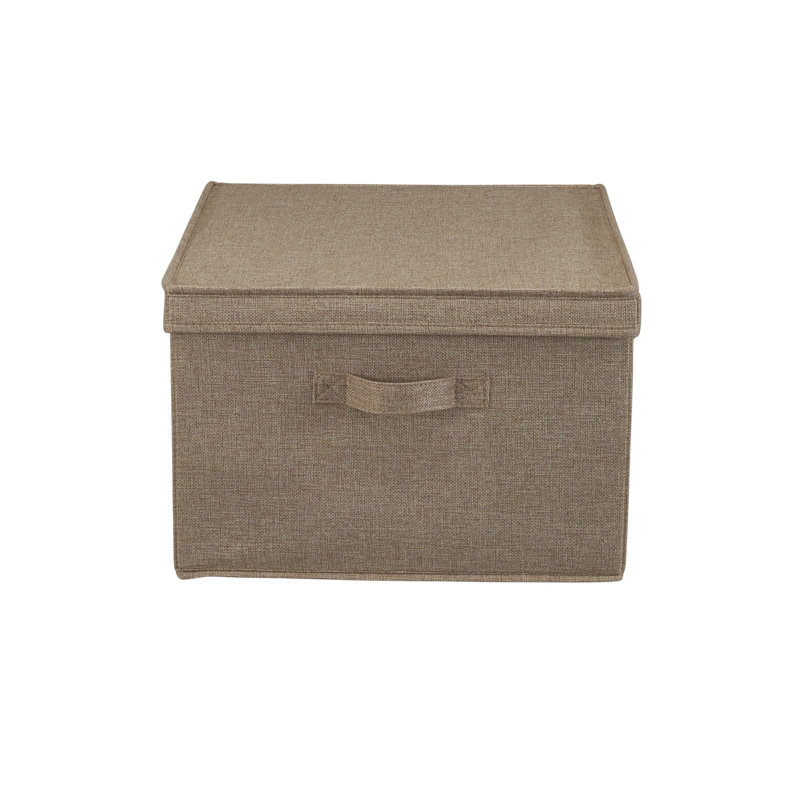 Latte Linen Jumbo Stackable Fabric Storage Boxes with Lids