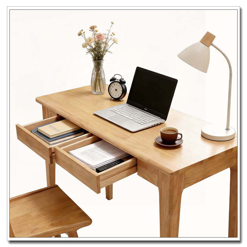 Bureau en bois massif avec tiroirs, Bois