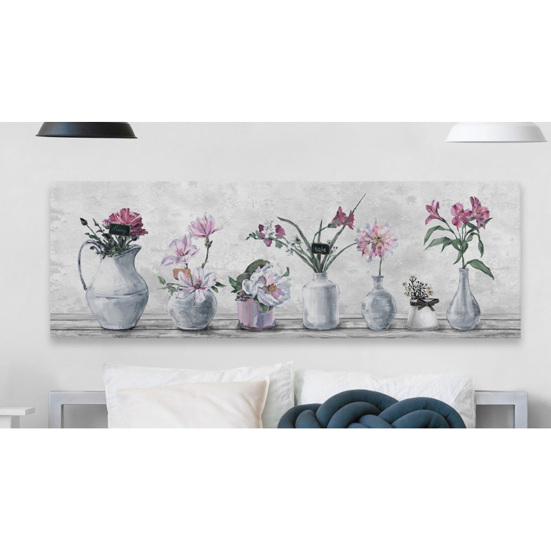 « floraling rose florals »-reproduction d’art sur toile enroulée, H 10 po x l 30 po x P 1,5 po