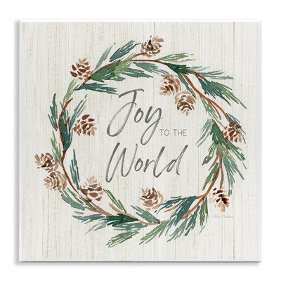 Joy Pinecone Wreath Giclee Art by Kristen Brockmon