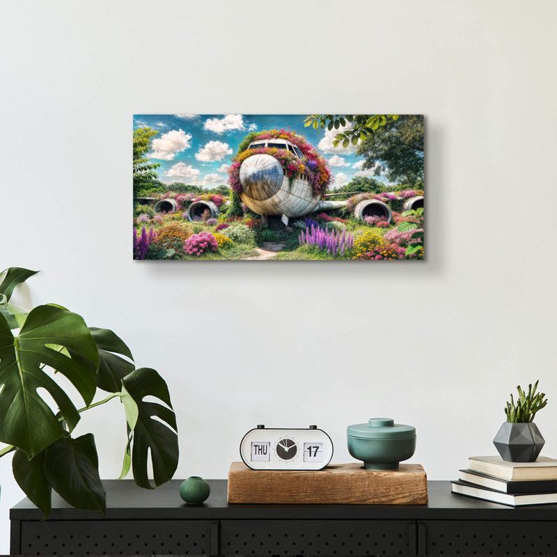  «Blooming Plane Landscape» par Rey Klimt, art mural en verre acrylique, H 12 po x l 24 po
