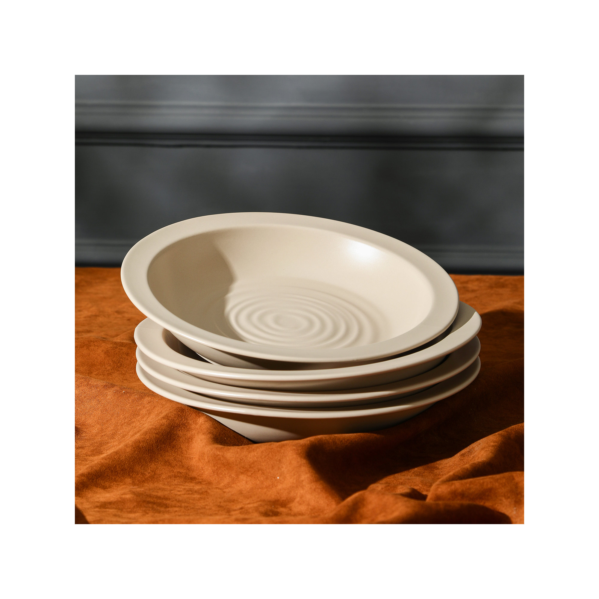 Stone Lain Orbit 4-Piece Pasta Bowl Set Stoneware, Beige