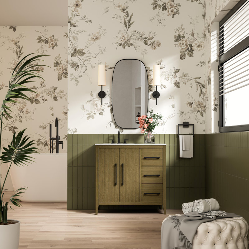 36 Inch Single Bathroom Vanity, Chestnut Brown