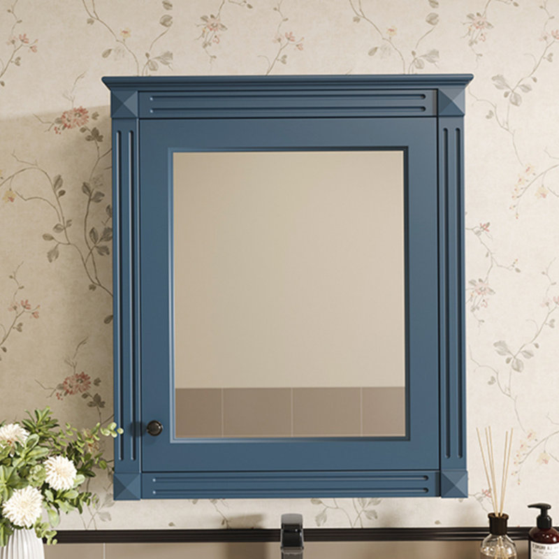 Armoire de rangement de salle de bain murale avec miroir et tablette réglable en hauteur, Blanc