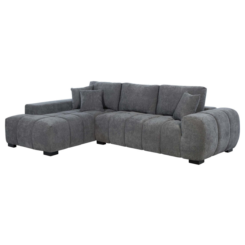 Canapé modulaire rembourré gris anthracite Plather, Tissu gris anthracite