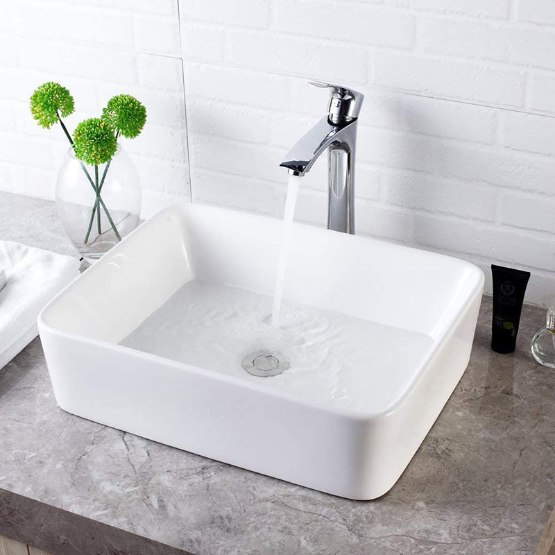 19"x15" Rectangular Vessel Sink, White