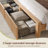  Fluted Panel Platform Bed with Storage, LED Lights & USB Charging - Wooden Beds & Frames,King/Oak-1089825230-1089825231