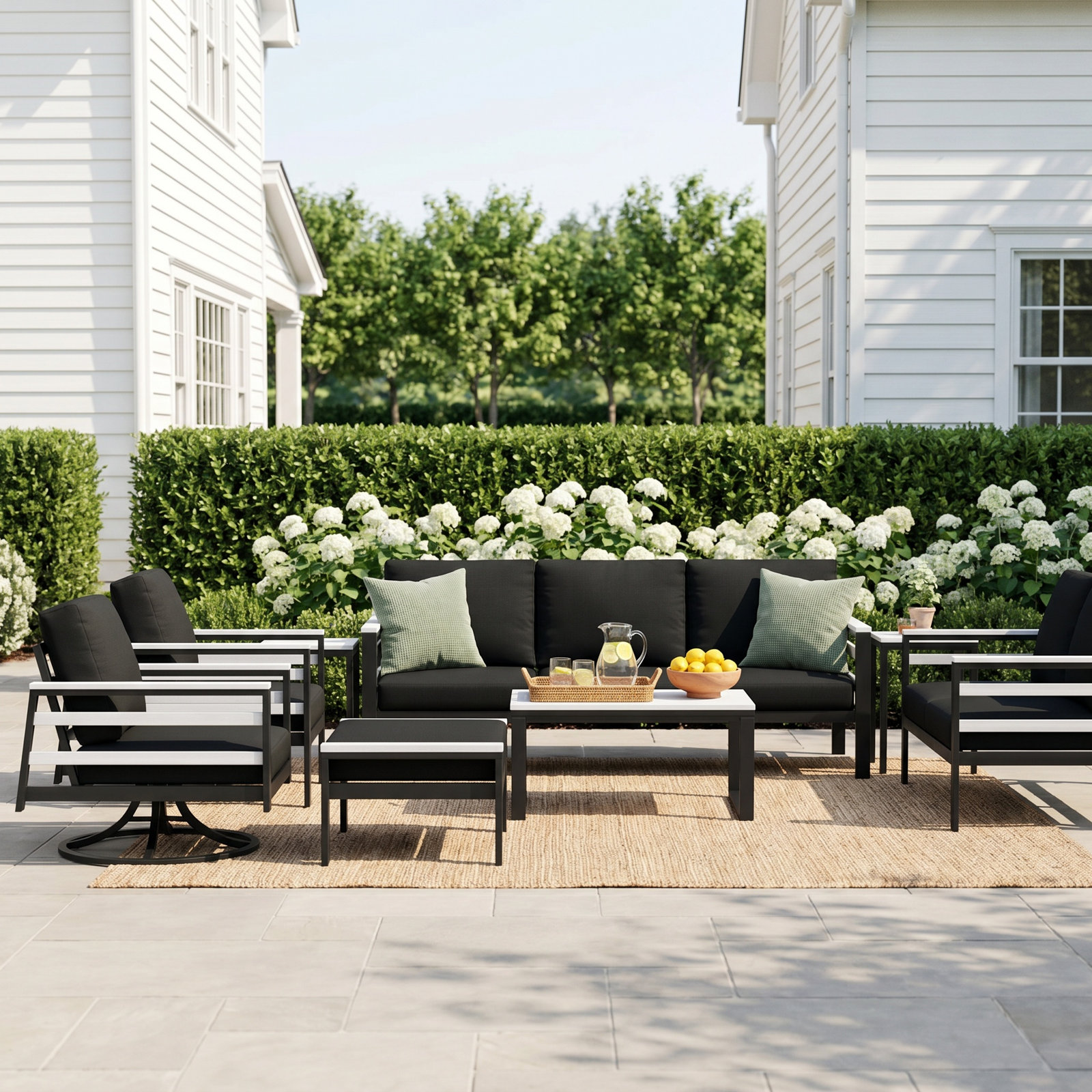 Townsend 7 - Person Patio Conversation Set with Sunbrella® Cushions, Canvas Black Sunbrella® Canvas