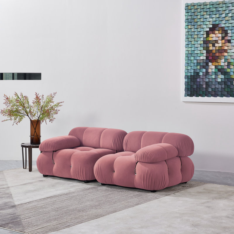 Canapé en chenille de 76 po Belani, Velours rose