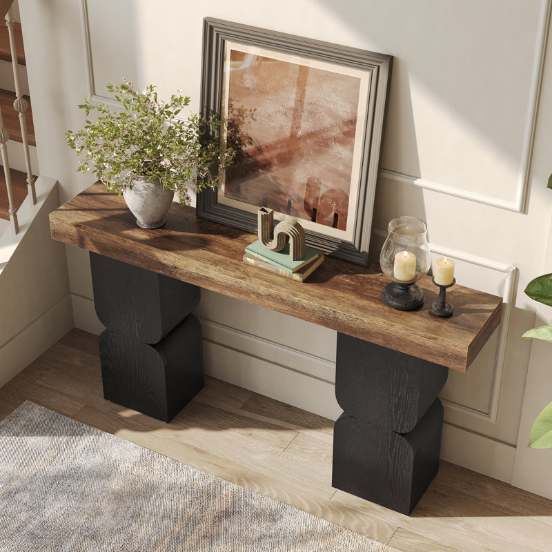 Console extra longue de 63 pouces, table d'entrée de style campagnard derrière le canapé