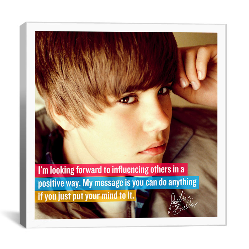 Impression sur toile, "bieber quote justin" , impression sur toile, H 12 po x l 12 po x P 1,5 po