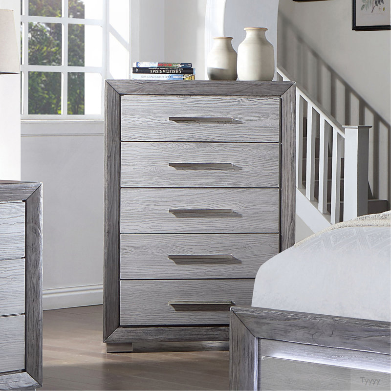 1Pc Chest Transitional Style Bracket Legs Metal Ball Bearing Glides Bar Handles Grey Finish