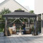 Pop Up Gazebo, 4 x 4 m Folding Garden Gazebo with Double Roof and Mesh Netting Mosquito and UV Protection Height Adjustable, Sturdy Garden Tent with Carry Bag-131600342