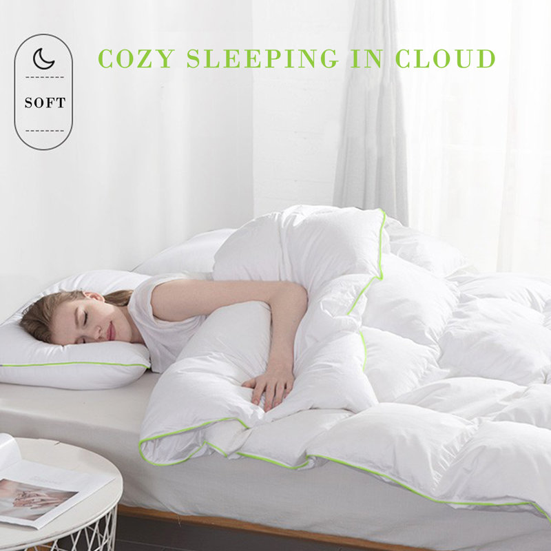 Heavyweight White Down Comforter Corner-Tabs Baffle Box Design Modal Duvet-750 Fill Power Down, California King Comforter