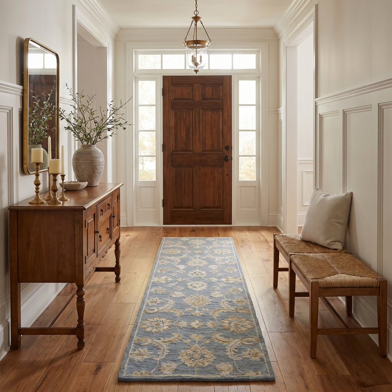Traditional Floral Hand-Tufted Wool Indoor Area Rug, Runner 2'6" x 8'