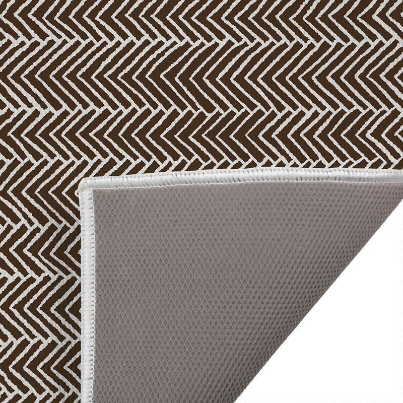 Tapis de toilette rectangulaire antidérapant à chevrons, 34" W x 21" L, Mocha Brown
