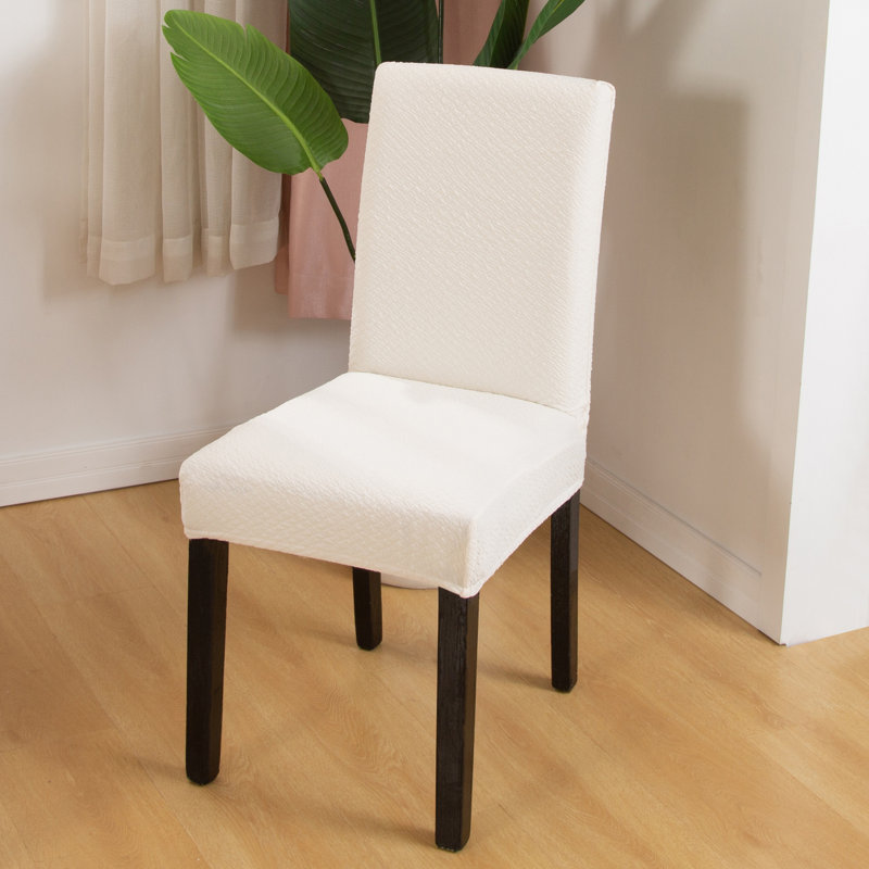 Protecteur de mobilier en jacquard en polyester spandex extensible pour salle à manger amovible, 100% polyester blanc ivoire