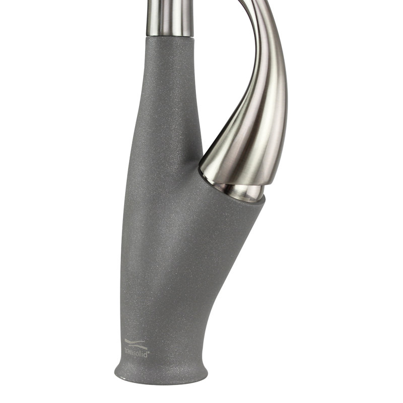Transolid Layla Pull Out Kitchen Faucet, Luxe Stainless/Gray
