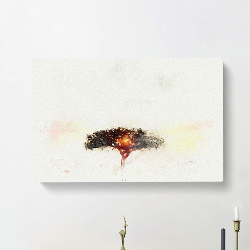 Lone Tree In The Serengeti In Tanzania In Abstract - Wrapped Canvas Print, 60cm H x 91cm W x 3cm D