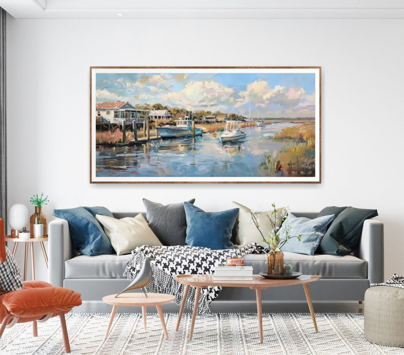 Charleston, reproduction de peinture à l'huile, art de Charleston, affiche de paysage extra large, Toile tendue
