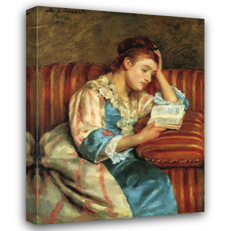 «Canora Grey Cassatt», galerie d'art sur toile tendue Mary: Duffee assise sur un canapé rayé