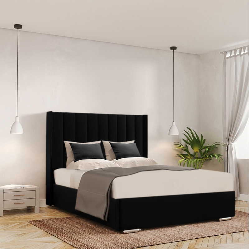 Ayrin Upholstered Ottoman Storage Bed, Black, Kingsize (5')