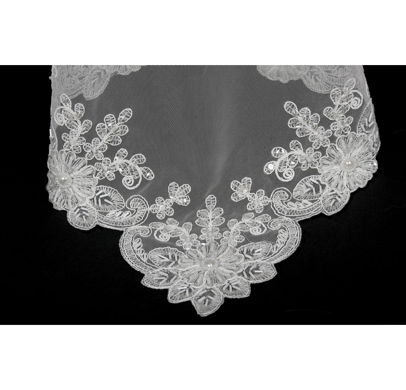 Delicate Daisies Lace Embroidered Tablecloth with Beaded Accent