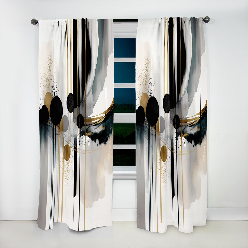 Abstrait abstrait en forme de V - rideau en velours moderne - obscurcissant - 1 panneau, L 52 po x L 84 po
