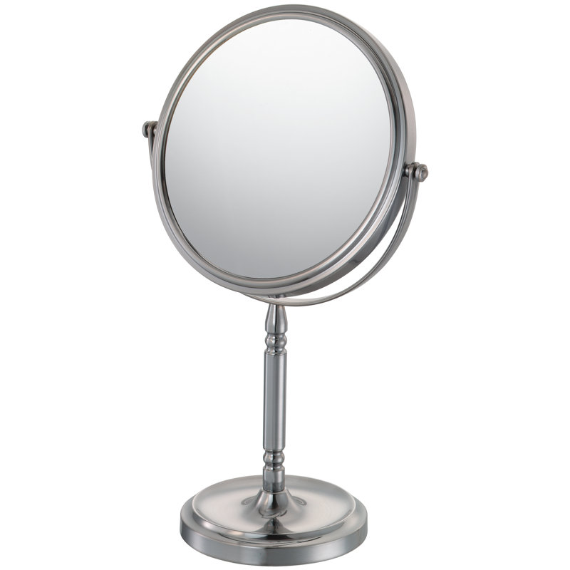 Brushed Nickel Magnifying Countertop Makeup Mirror