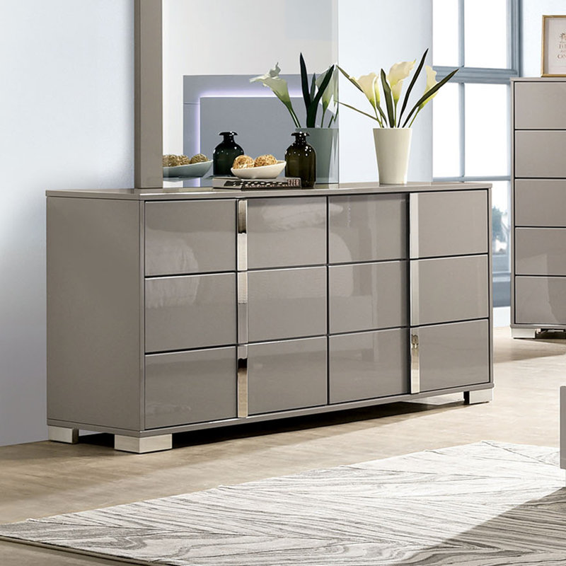 Commode 6 tiroirs Duckworth, Gris taupe