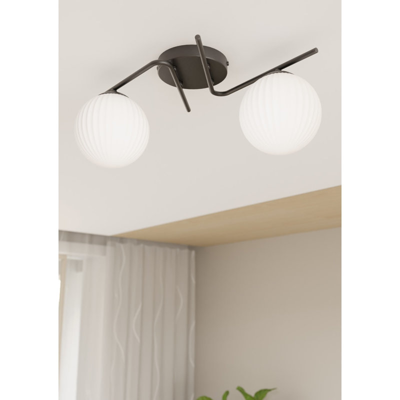 Danetta Flush Mount, Matte Black/Opal