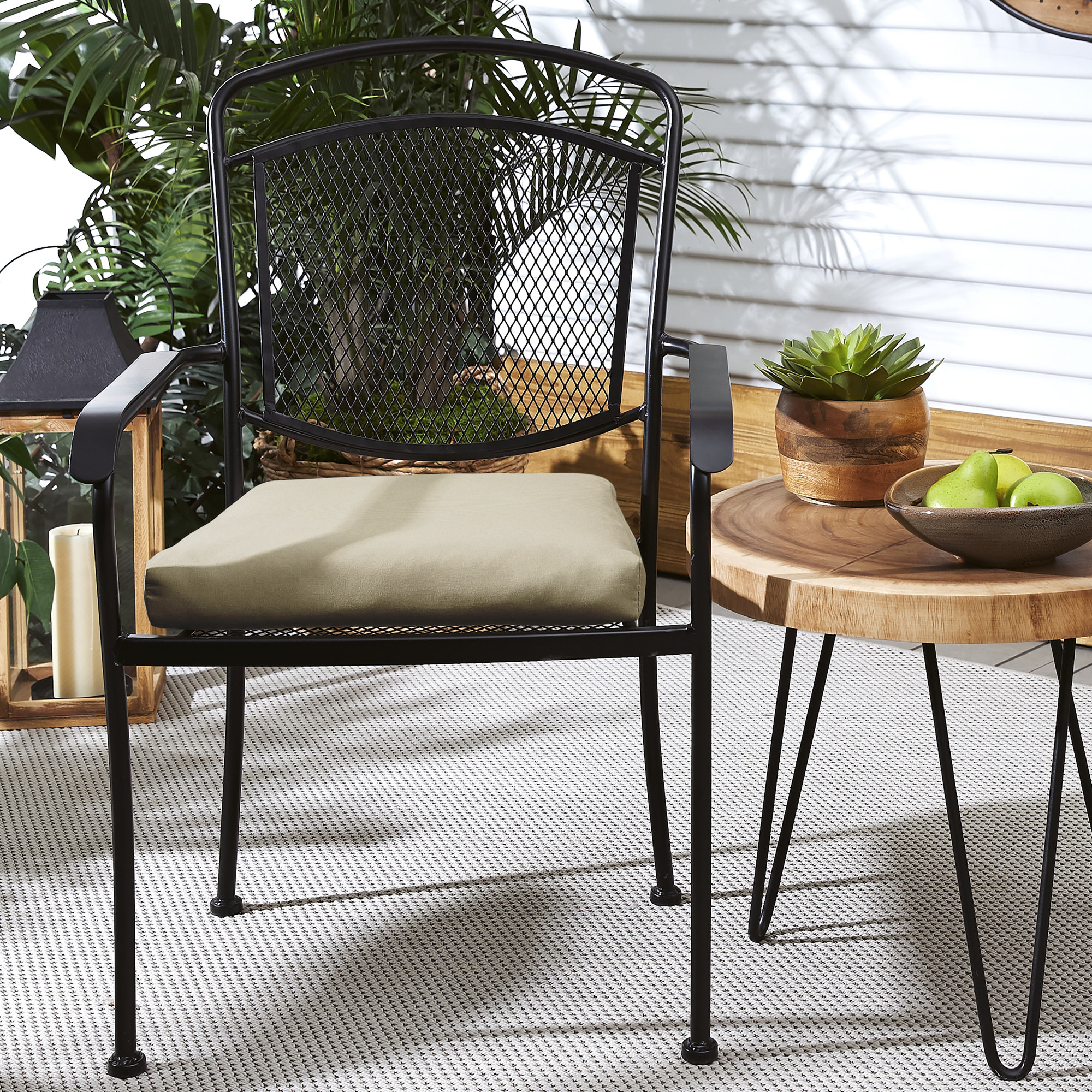 Kisha Sunbrella Outdoor Dining Chair Cushion, Fresco Tan