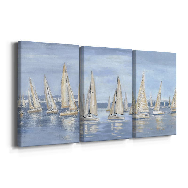 NAUTICAL Series IV - Toile tendue avec châssis sur mesure - 3 pièces, H 36 po x l 72 po