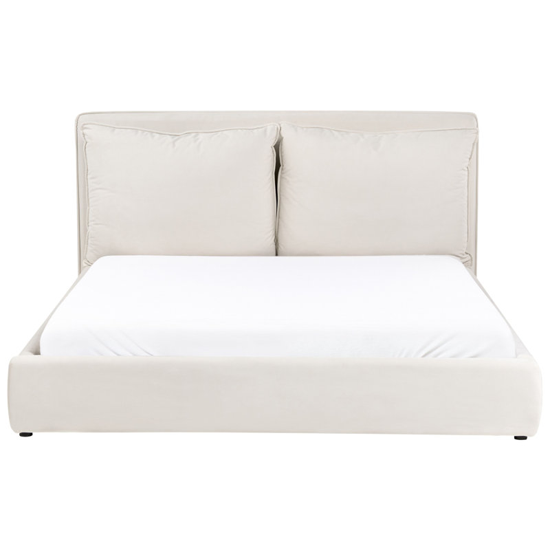 Upholstered Bed, Fabric, Beige, European Kingsize (160 x 200 cm)